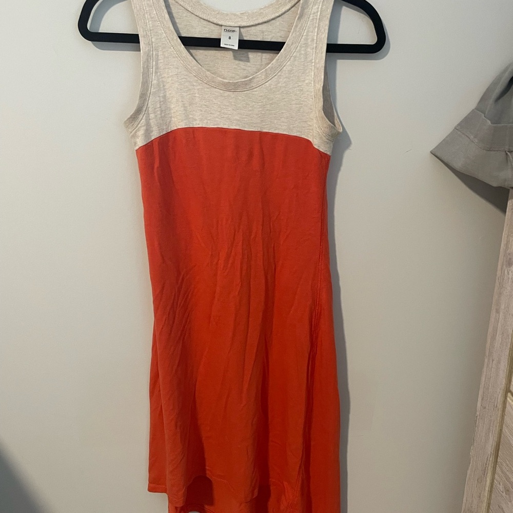 Colorblock Sleeveless Dress - Orange and Gray